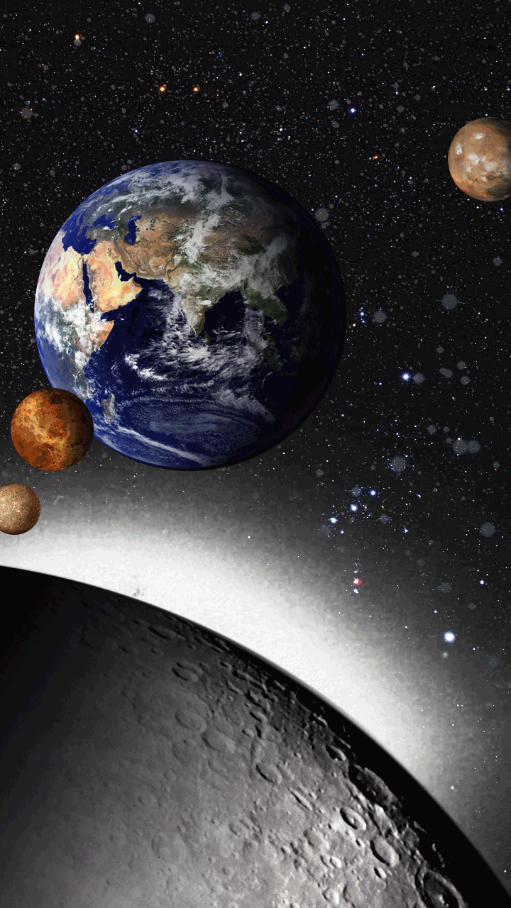 Live-Wallpaper Bewegung der Erde und Asteroiden