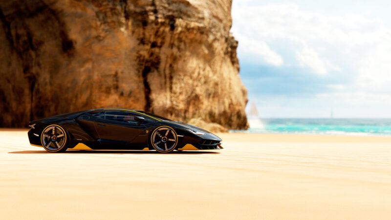hình nền lamborghini ở bên bờ biển