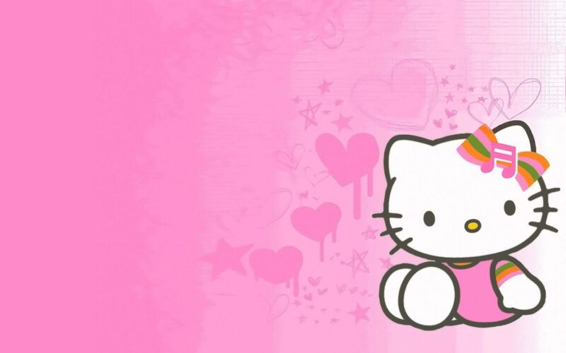 hình nền màu hồng dễ thương hello kitty