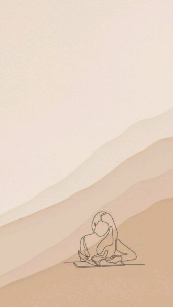 Hình nền màu nâu nhạt với cô gái đang đọc sách