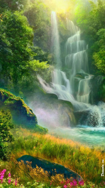 Schöne Wasserfall-Landschaftstapete
