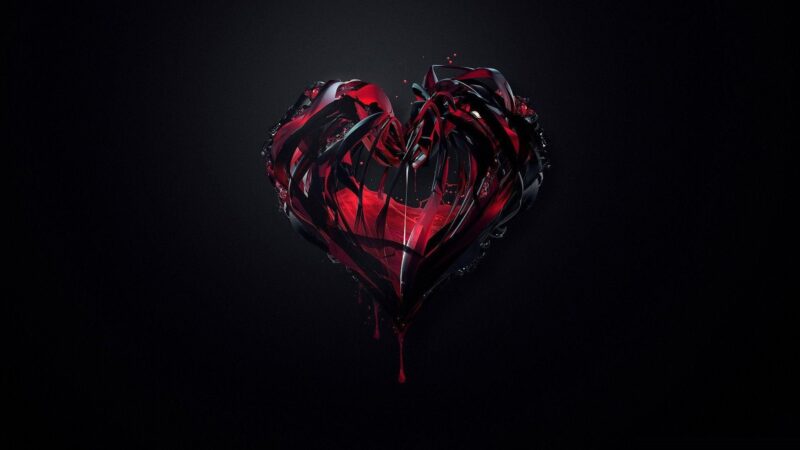 hình nền tình yêu lãng mạn trái tim đỏ đen nền tối