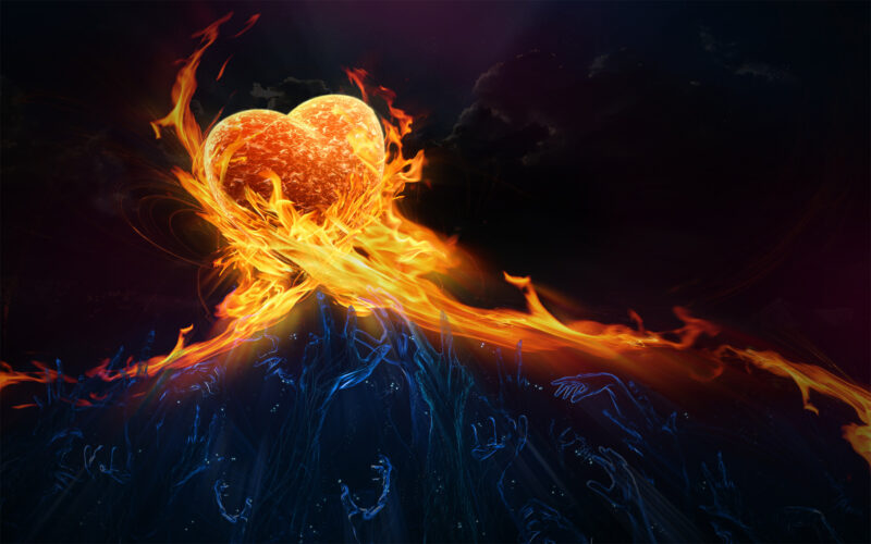 hình nền trái tim đẹp đang rực cháy