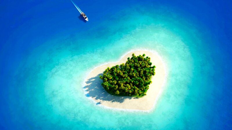 hình nền trái tim đẹp từ hòn đảo