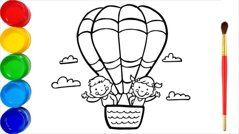 Hình vẽ khinh khí cầu tô Màu cho bé