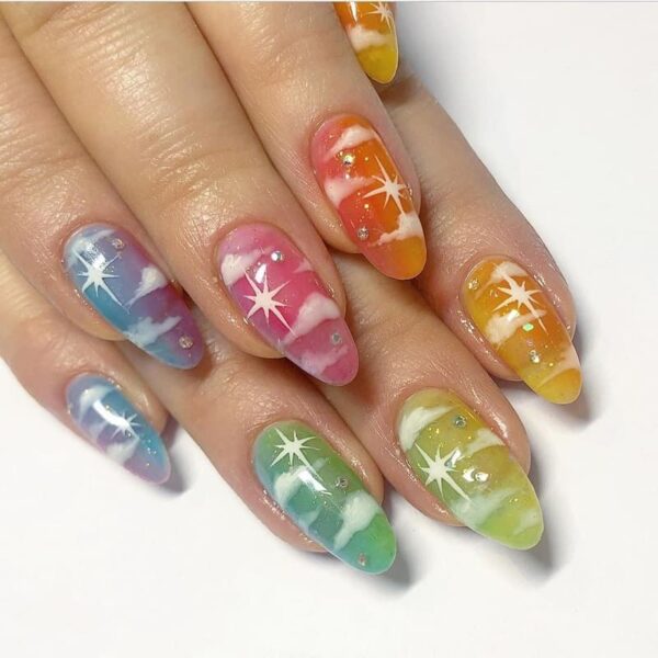 Mẫu nail đám mây móng nhọn