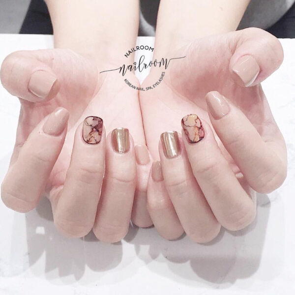 Mẫu nail đẹp nhẹ nhàng phối tráng gương
