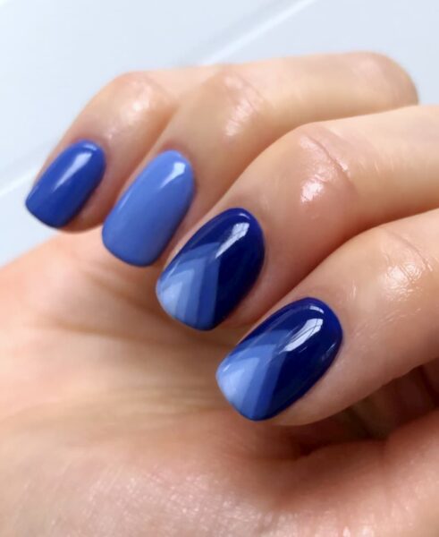 Mẫu nail đơn giản sang trọng xanh ombre