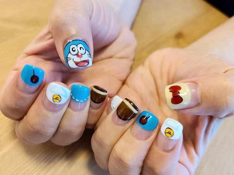 Mẫu nail Doraemon mini