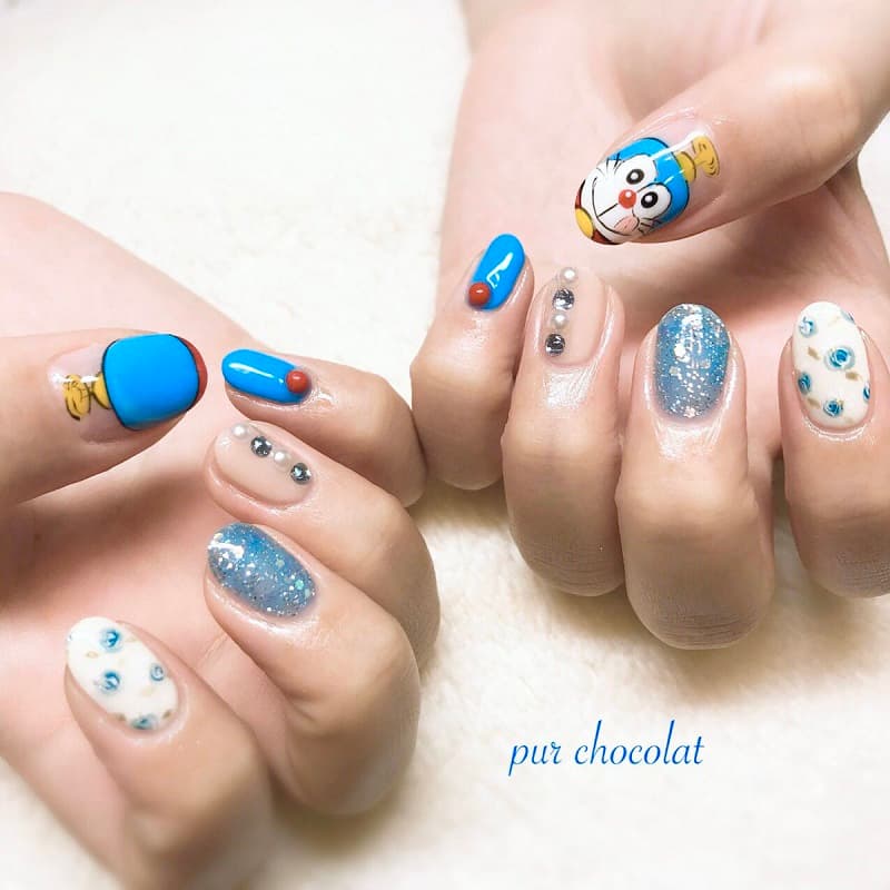 100 mẫu nail Doraemon dễ thương đáng yêu