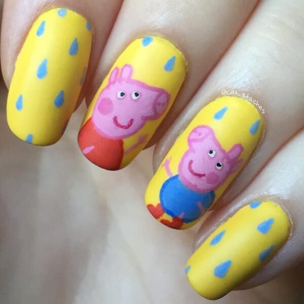 Mẫu nail hoạt hình heo peppa