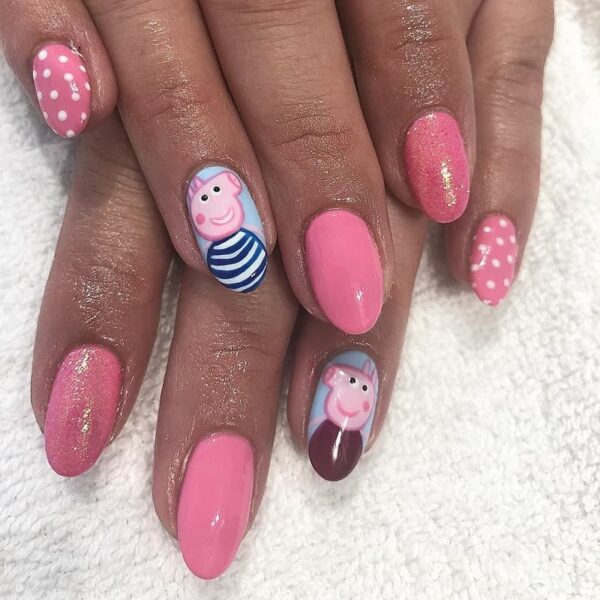 Mẫu nail hoạt hình heo Peppa đột phá