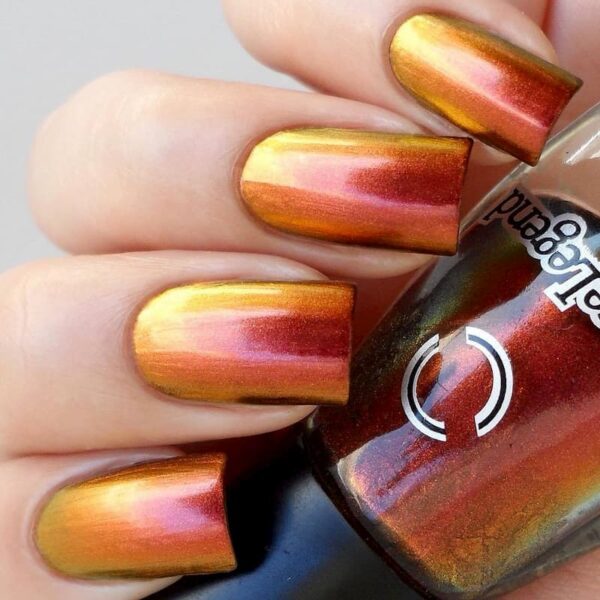 Mẫu nail màu cam ombre nâu vàng