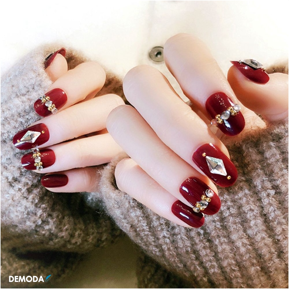 Nailbox  Móng tay móng chân úp nails thiết kế đỏ đô  Shopee Việt Nam