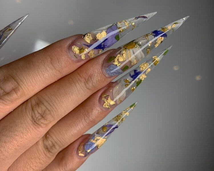 Mẫu nail móng nhọn xà cừ