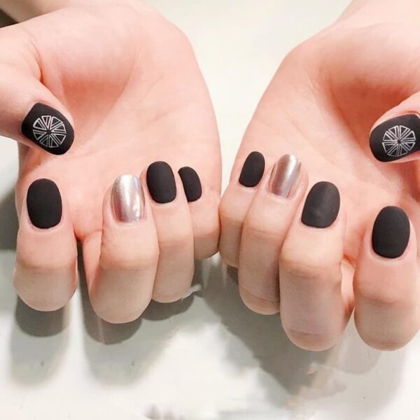 Mẫu nail nhám phối nhũ