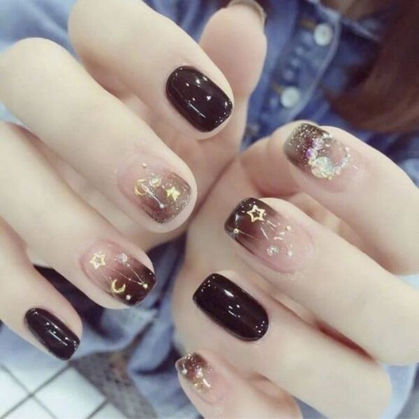 Mẫu nail Ombre nâu đen