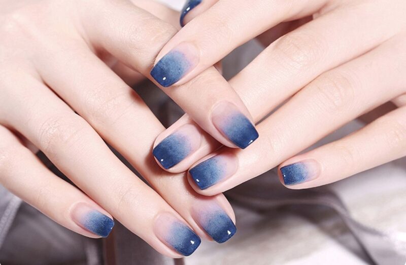 Mẫu nail ombre xanh tinh tế