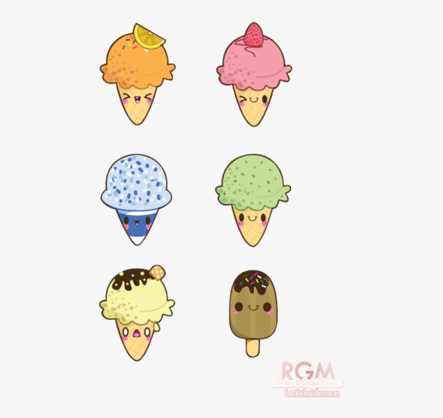 Những hình vẽ cute đơn giản đồ ăn kem