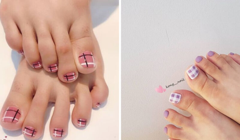 Mẫu nail sọc tím hồng