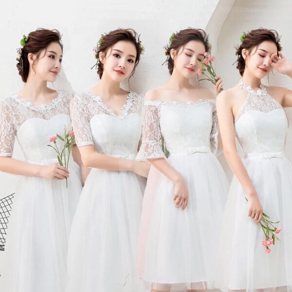 Váy phù dâu màu trắng đẹp và tinh tế