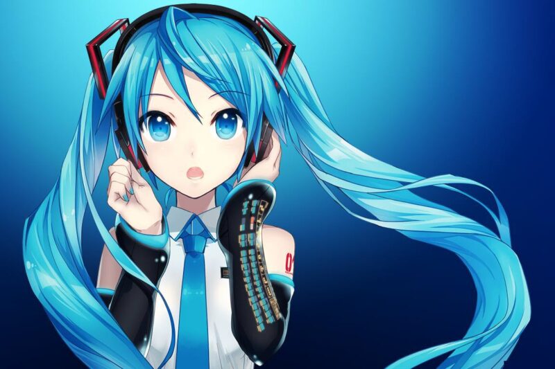 Ảnh anime tóc xanh năng động hoạt bát