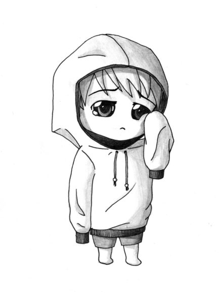 ảnh anime trắng đen anime chibi buồn