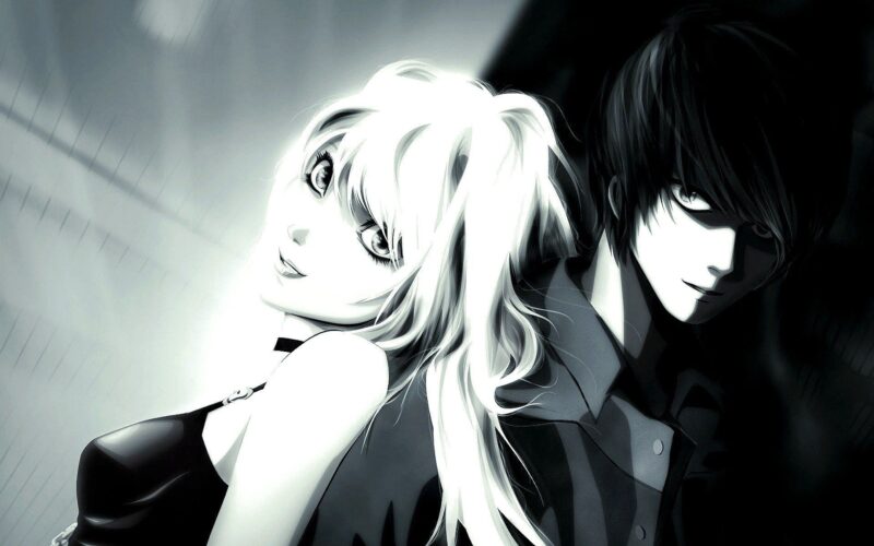 ảnh anime trắng đen cặp đôi cực ngầu