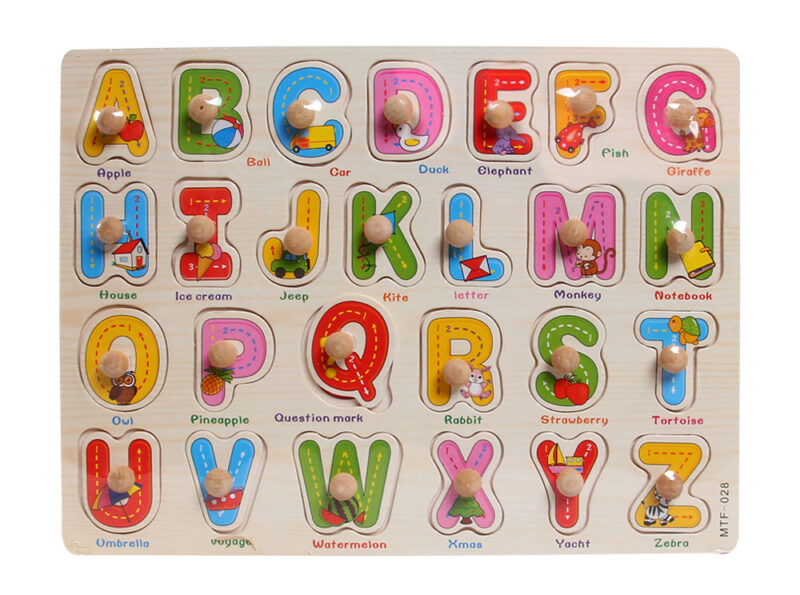 ảnh bảng chữ cái tiếng anh chấm nổi gỗ