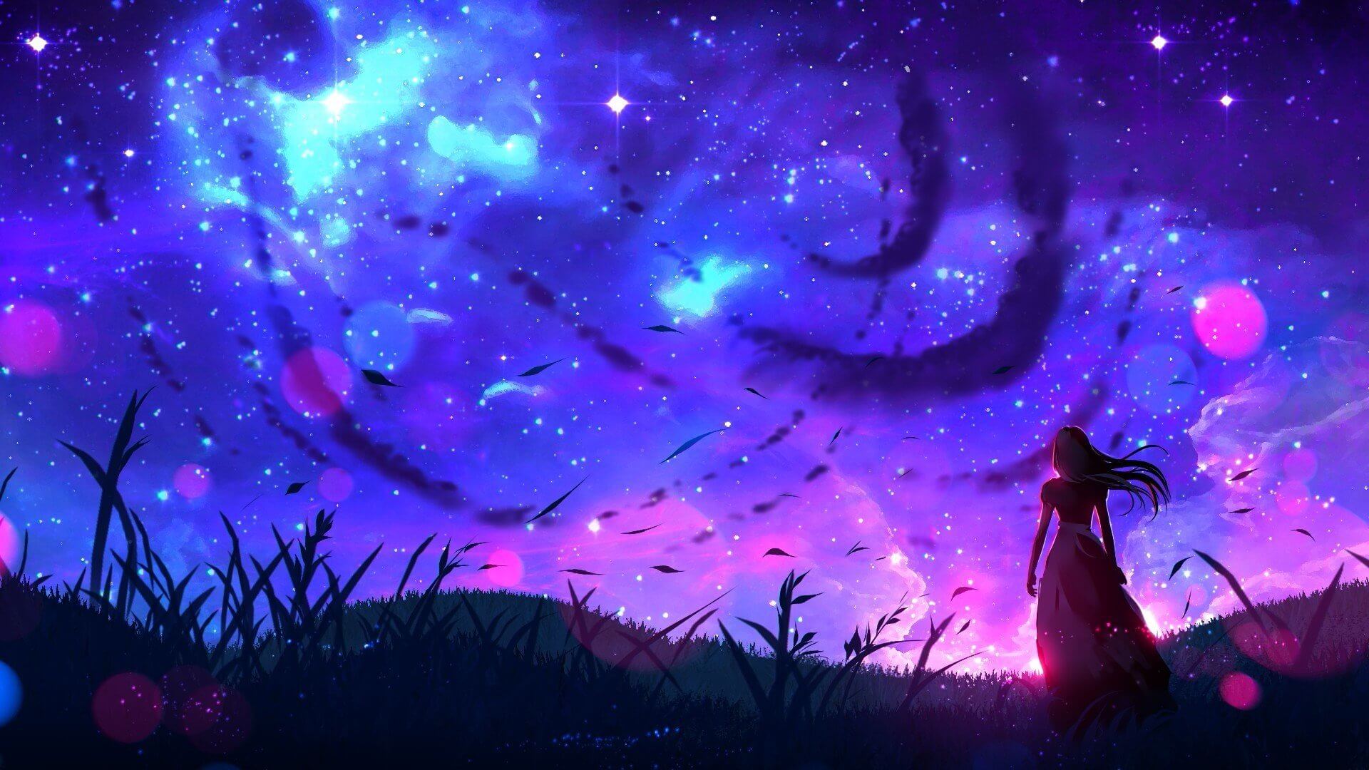 Hình Ảnh Bầu Trời Đêm Anime Đầy Sao Đẹp, Buồn, Full HD