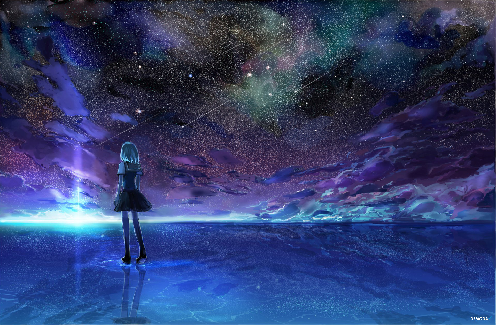 Hình Ảnh Bầu Trời Đêm Anime Đầy Sao Đẹp, Buồn, Full HD