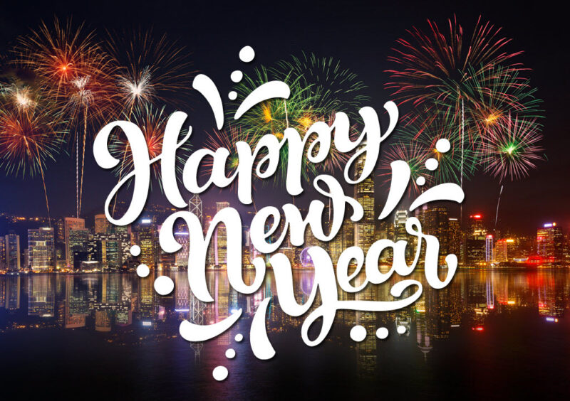 Ảnh chúc mừng năm mới biểu tượng nền chữ trắng