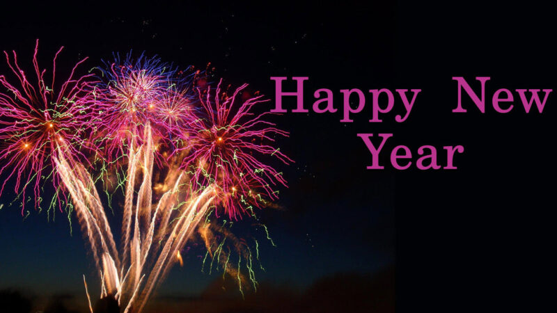 Ảnh chúc mừng năm mới pháo hoa hồng