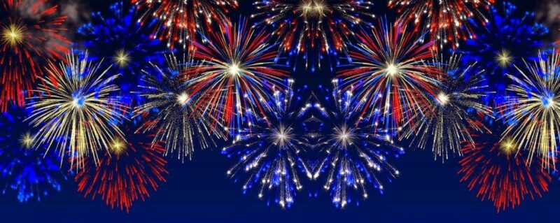 Ảnh chúc mừng năm mới pháo hoa sắc xanh