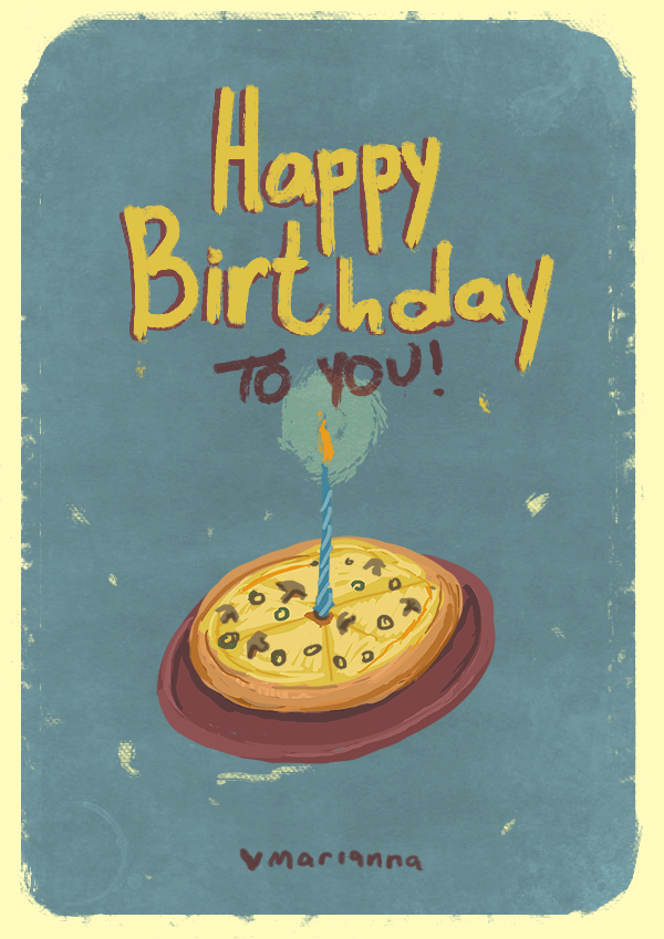 Ảnh động chúc mừng sinh nhật cho điện thoại - bánh pizza