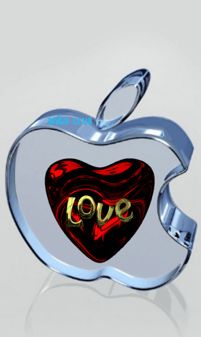 Ảnh động tình yêu cho điện thoại - trái tim và trái táo cắn vỡ
