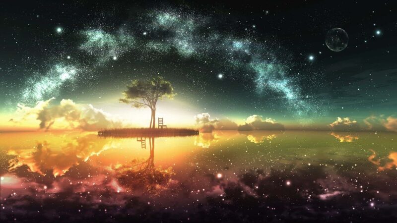 Ảnh galaxy cây giữa hồ