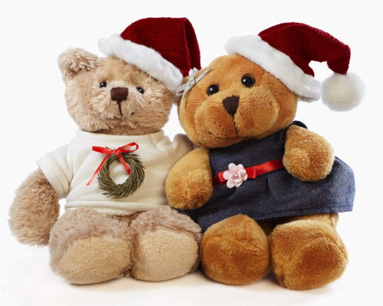 Ảnh gấu bông đẹp nhất đội mũ giáng sinh