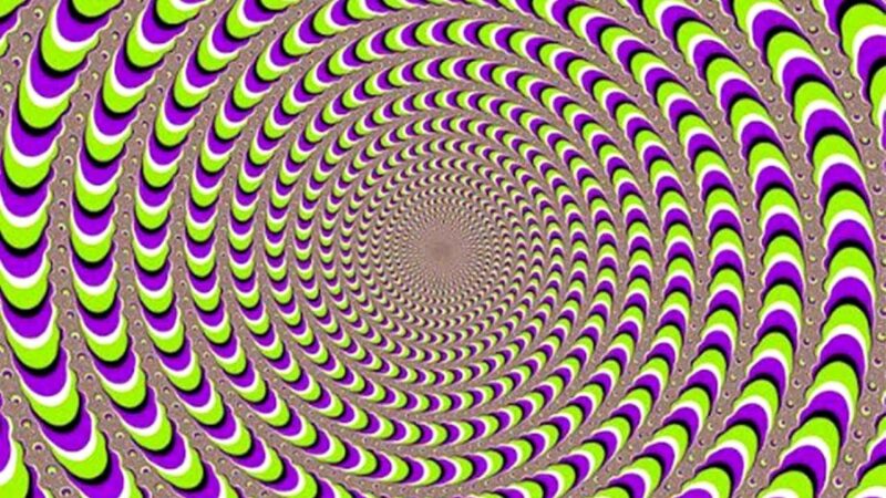 Das Bild erzeugt die Illusion eines blinkenden Kreises, der sich gleichmäßig dreht