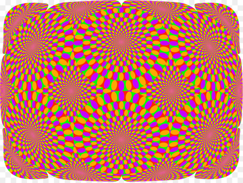 Hình ảnh tạo ảo giác về một khối tròn xoay bảy màu
