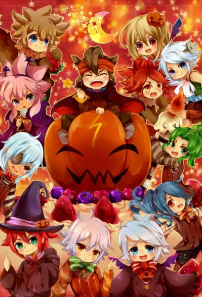 Ảnh Halloween dễ thương cho điện thoại - nhân vật hoạt hình chibi