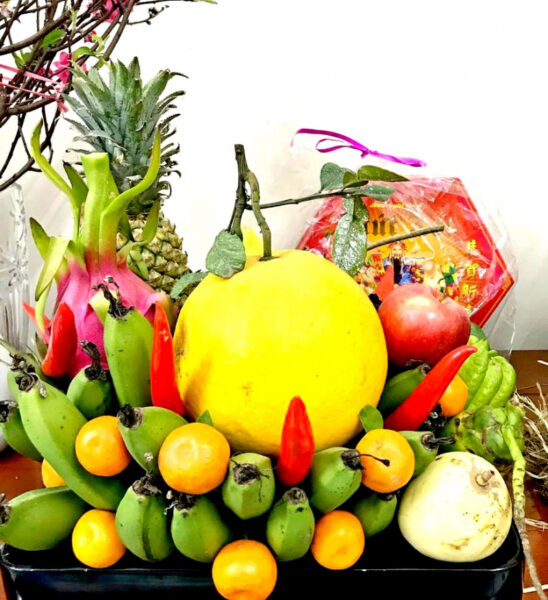 ảnh mâm ngũ quả có dưa vàng lớn