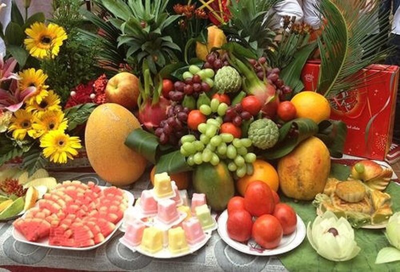 ảnh mâm ngũ quả và thạch
