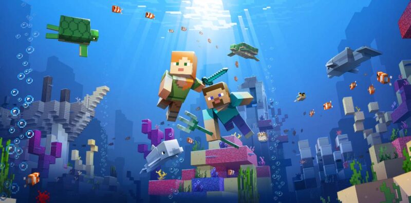 ảnh minecraft 3D khám phá đại dương