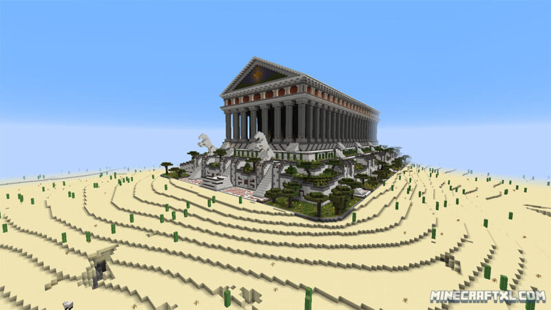 ảnh minecraft 3D lâu đài giữa sa mạc