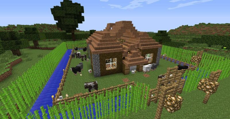 ảnh minecraft 3D nhà gỗ nhỏ