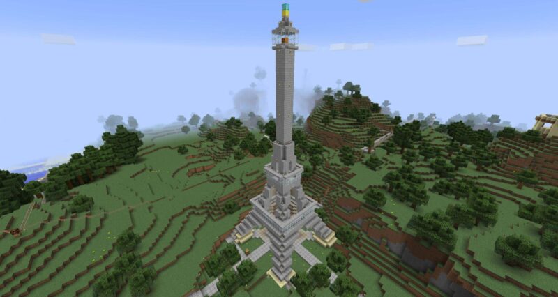 ảnh minecraft 3D tháp effent giữa rừng