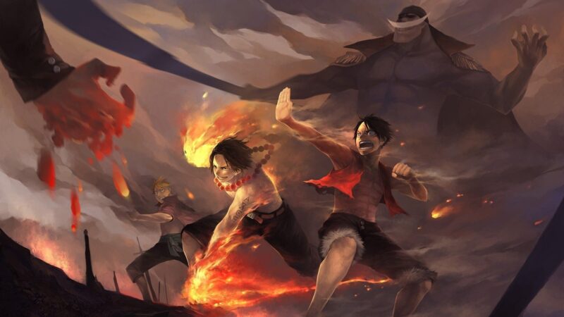 Hình nền cú đấm lửa Ace One Piece