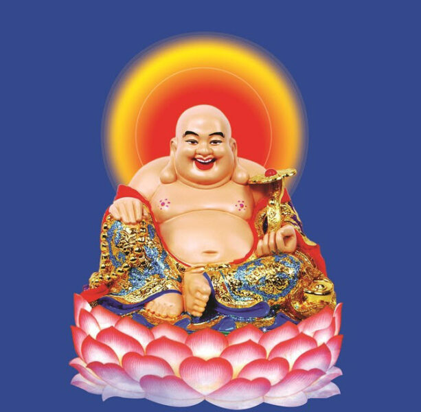 Das Bild von Maitreya Buddha strahlt Aura aus