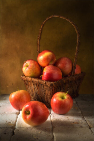 Ảnh quả táo và giỏ táo nghệ thuật cho điện thoại